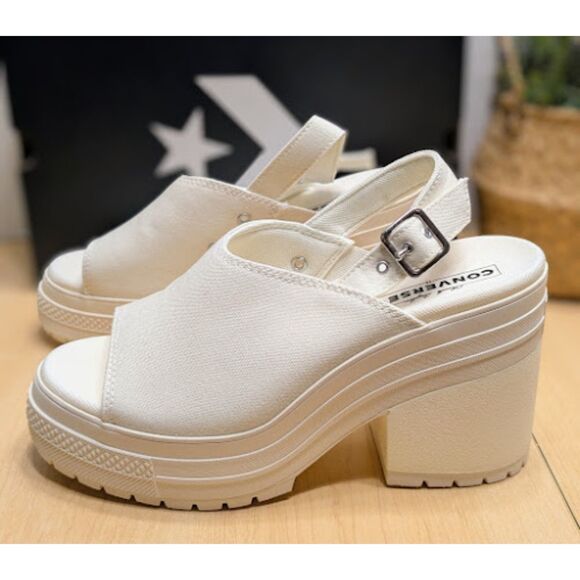 Converse White Chuck 70 De Luxe Heel Platform Open Toe Sandals Women's 9.5 NIB - Picture 2 of 14